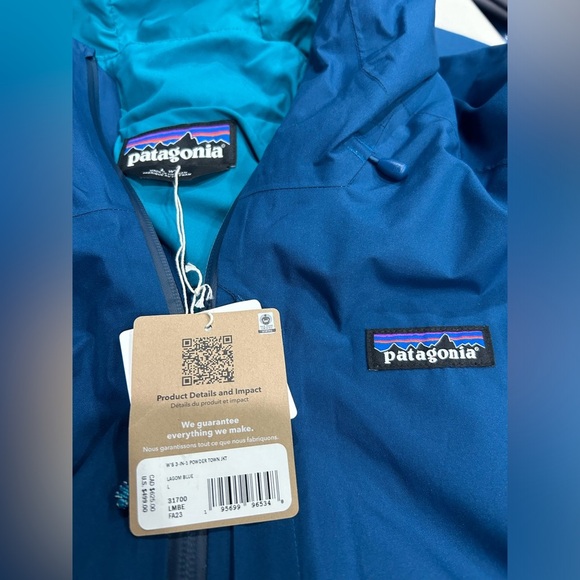 Patagonia Women's L Large 3-in-1 Powder Town Jacket Blue Ski Snowboard NWT - Picture 4 of 15